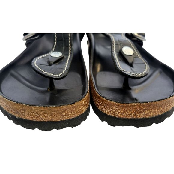 BIRKENSTOCK x STAUD Gizeh Big Buckle Sandal Black Croc Embossed - Picture 6 of 12